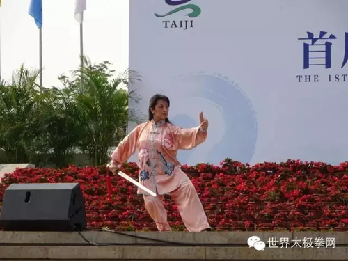 三亚南山首届世界文化节名家汇演中表演太极剑