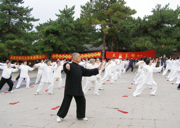 赵廷铭80多岁带领承德太极学员练太极拳